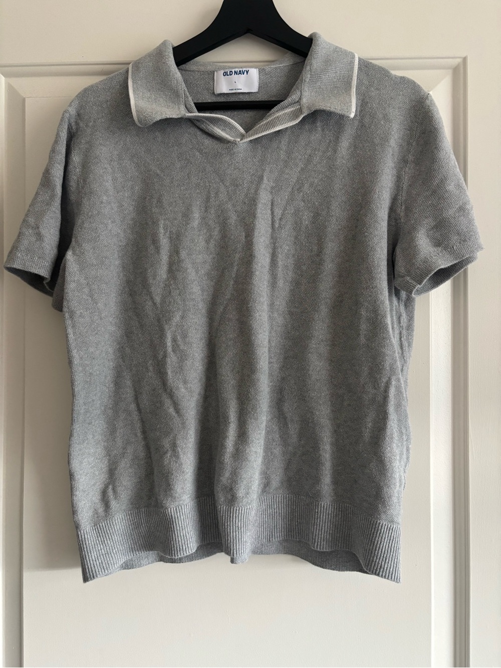 Old Navy Men's Light Gray Short-Sleeve Polo
